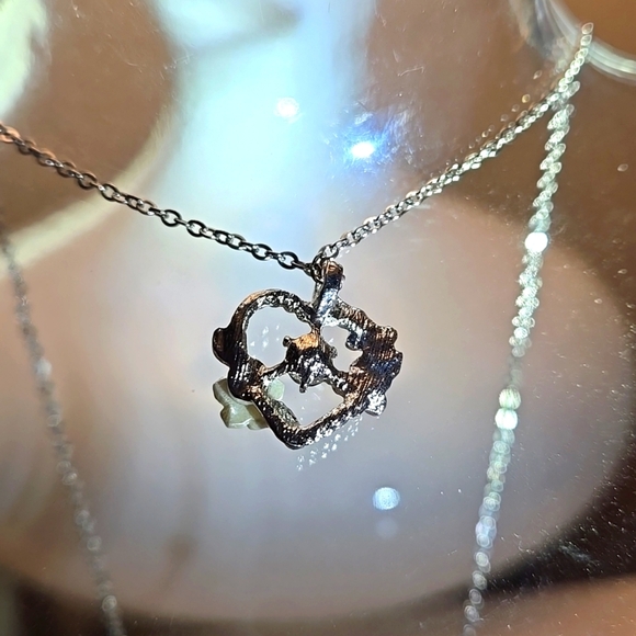 Elegant Heart Pendant Necklace with Floral Detail | Trendy Gift for Young Girls - Picture 7 of 8